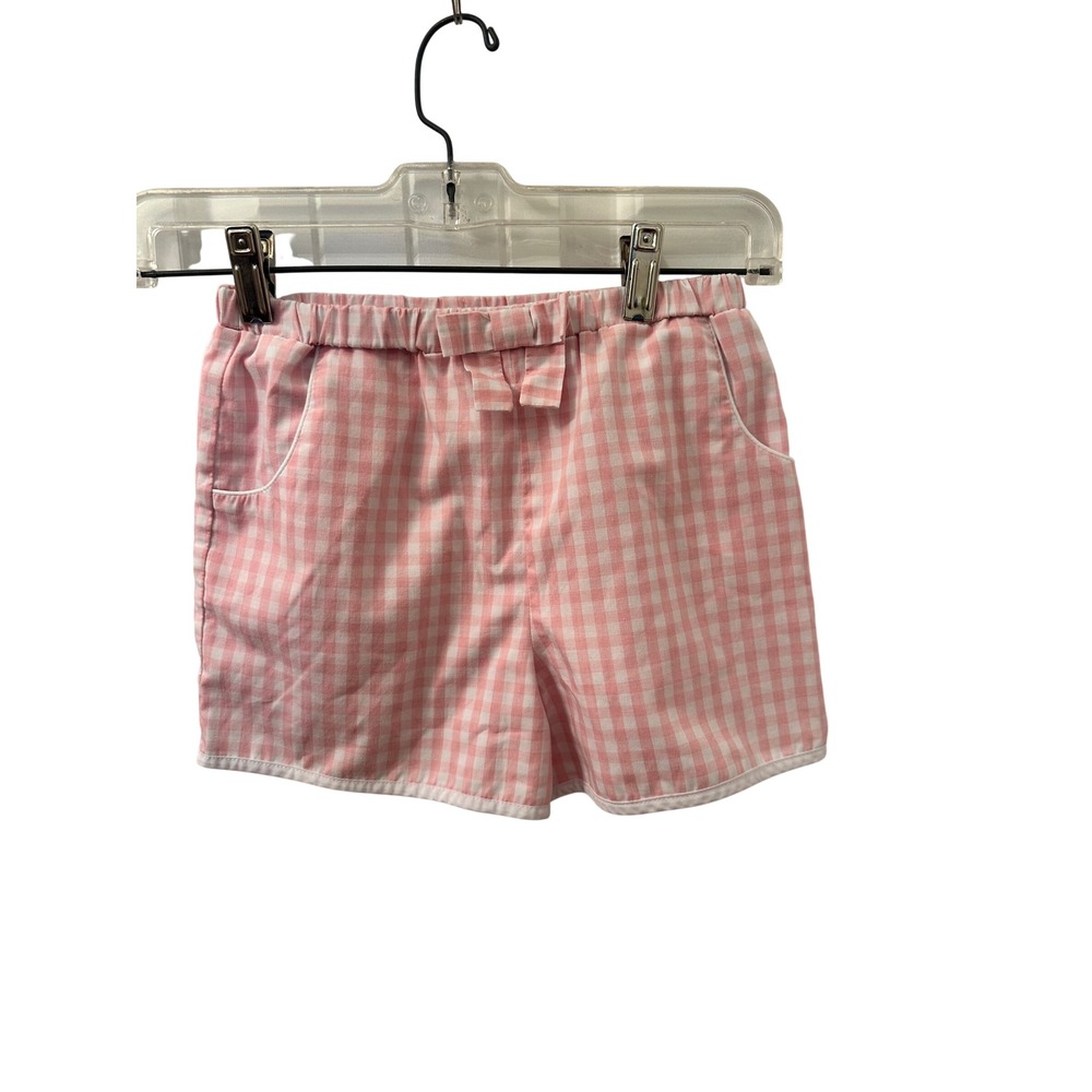 The Beaufort Bonnet Company Girls Pink Gingham Bow Shorts Size 7 Preppy Beach